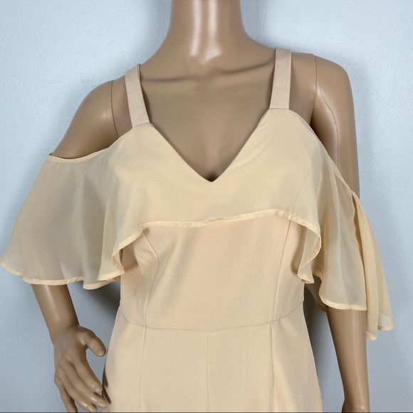 NEW JAY X JAYGODFREY BEIGE COLD-SHOULDER JUMPSUIT - Picture 3 of 6